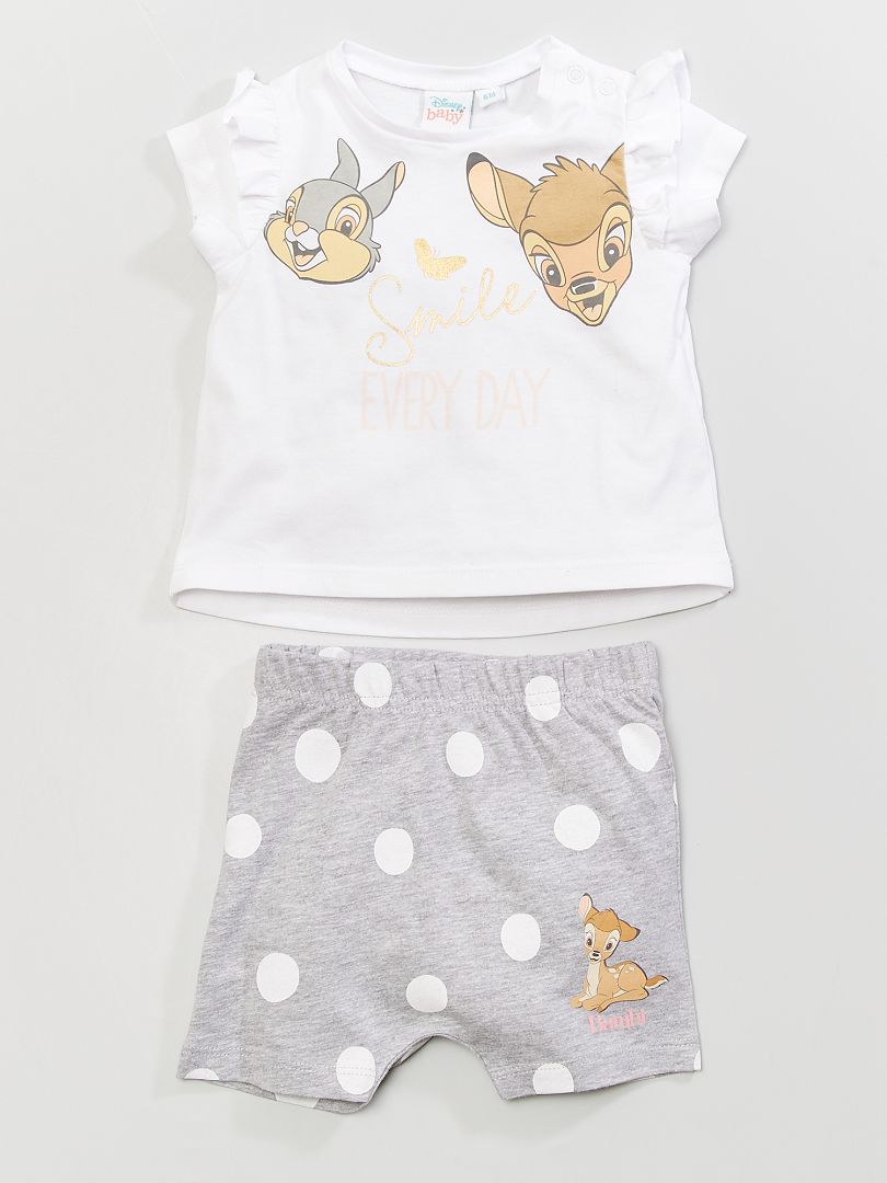 Korte pyjama 'Bambi' van 'Disney' wit / grijs - Kiabi