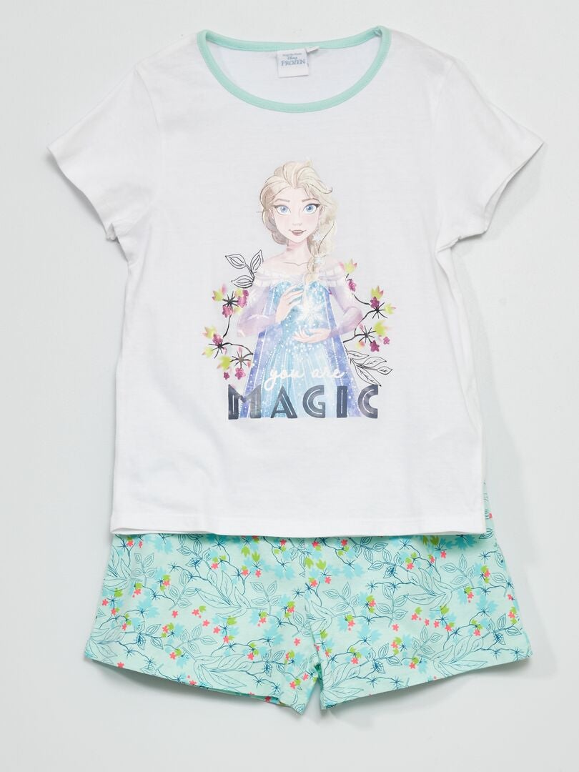 Korte pyjama 'Frozen' 'Disney' - 2-delig wit / blauw - Kiabi