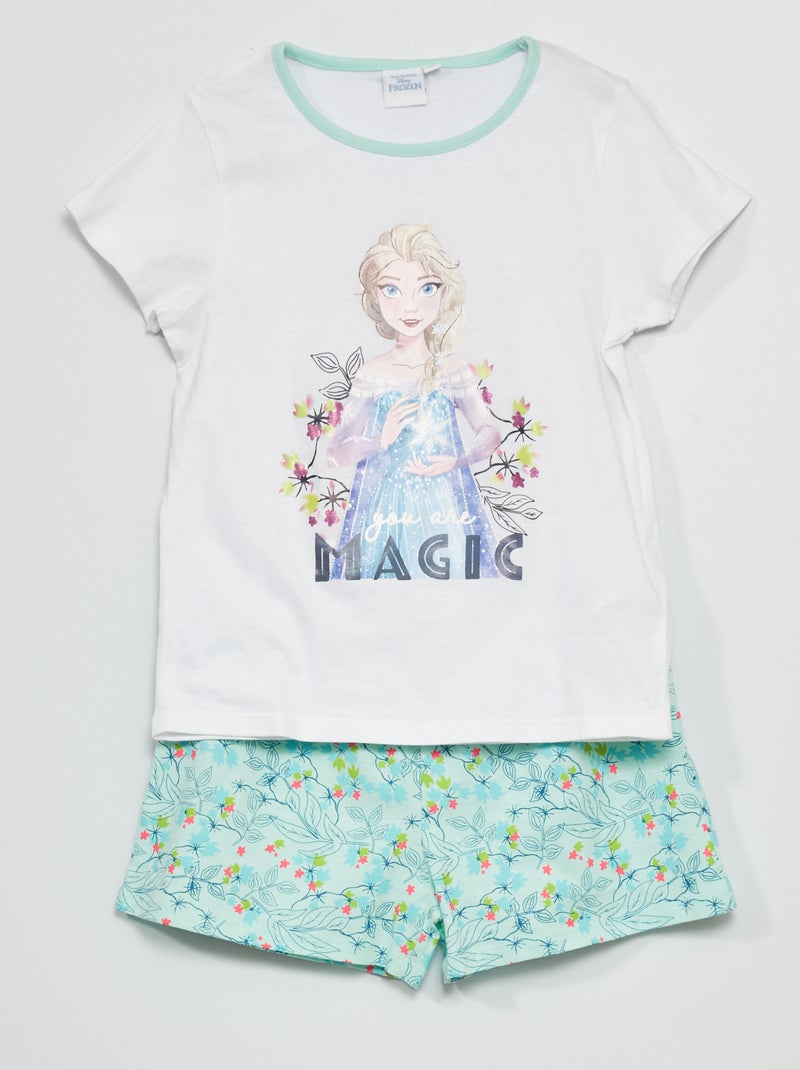 Korte pyjama 'Frozen' 'Disney' - 2-delig wit / blauw - Kiabi