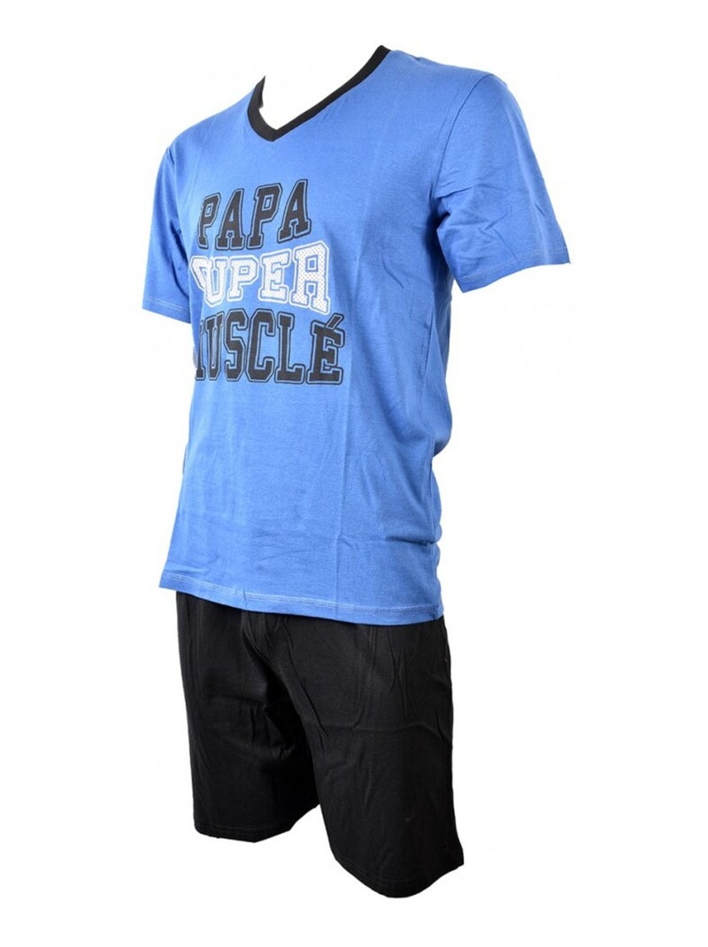 Korte Pyjama Katoen Blauw Zwart - Kiabi