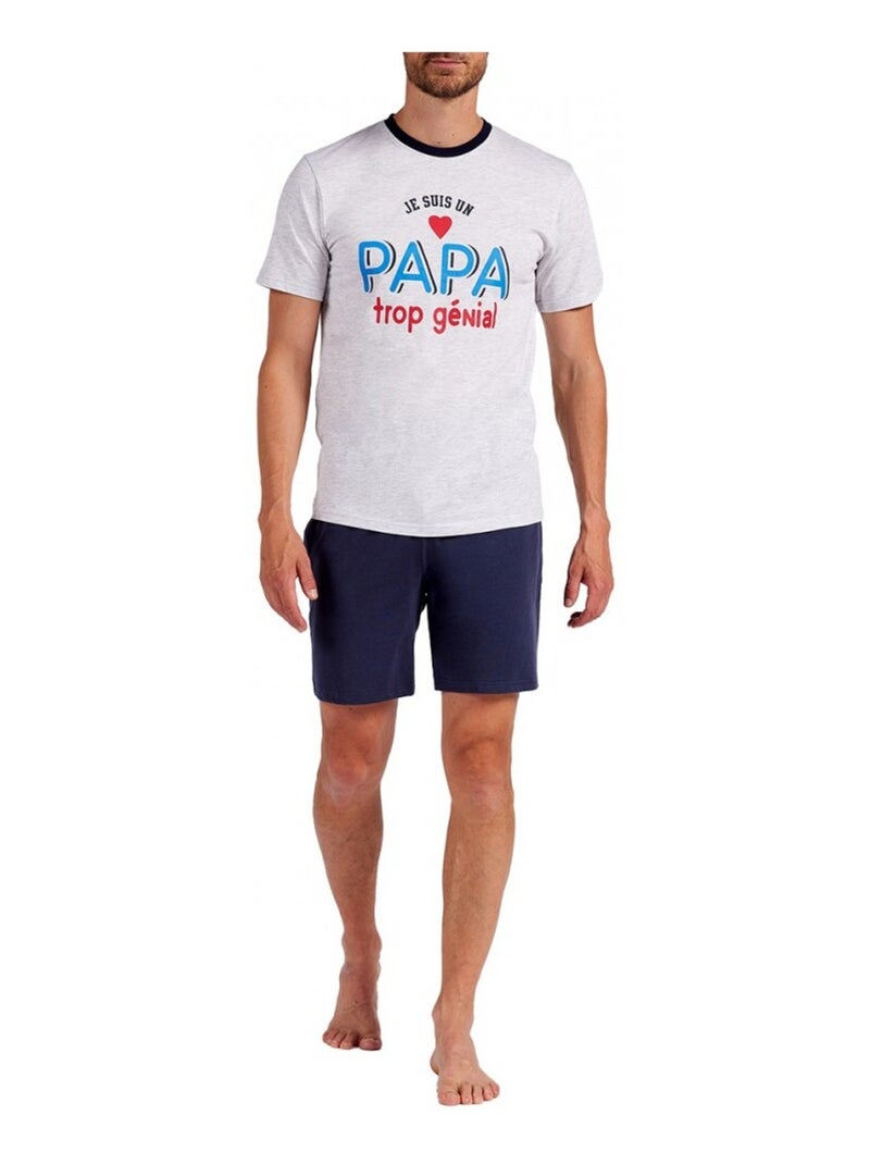 Korte Pyjama Katoen Grijs - Kiabi