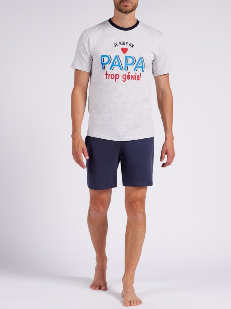 Korte Pyjama Katoen Grijs - Kiabi