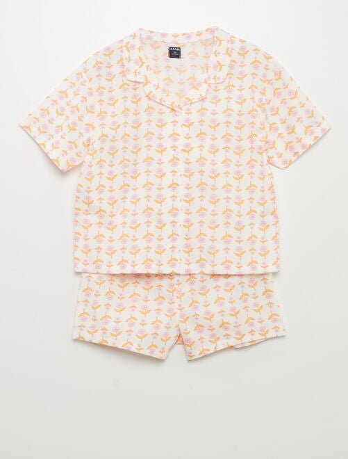 Korte pyjama met bloemenprint - 2-delig - Kiabi