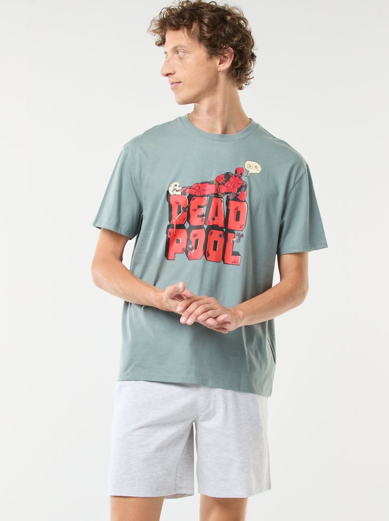 Korte pyjama met Marvel/Deadpool-print en korte mouw + short - 2-delig Blauw - Kiabi