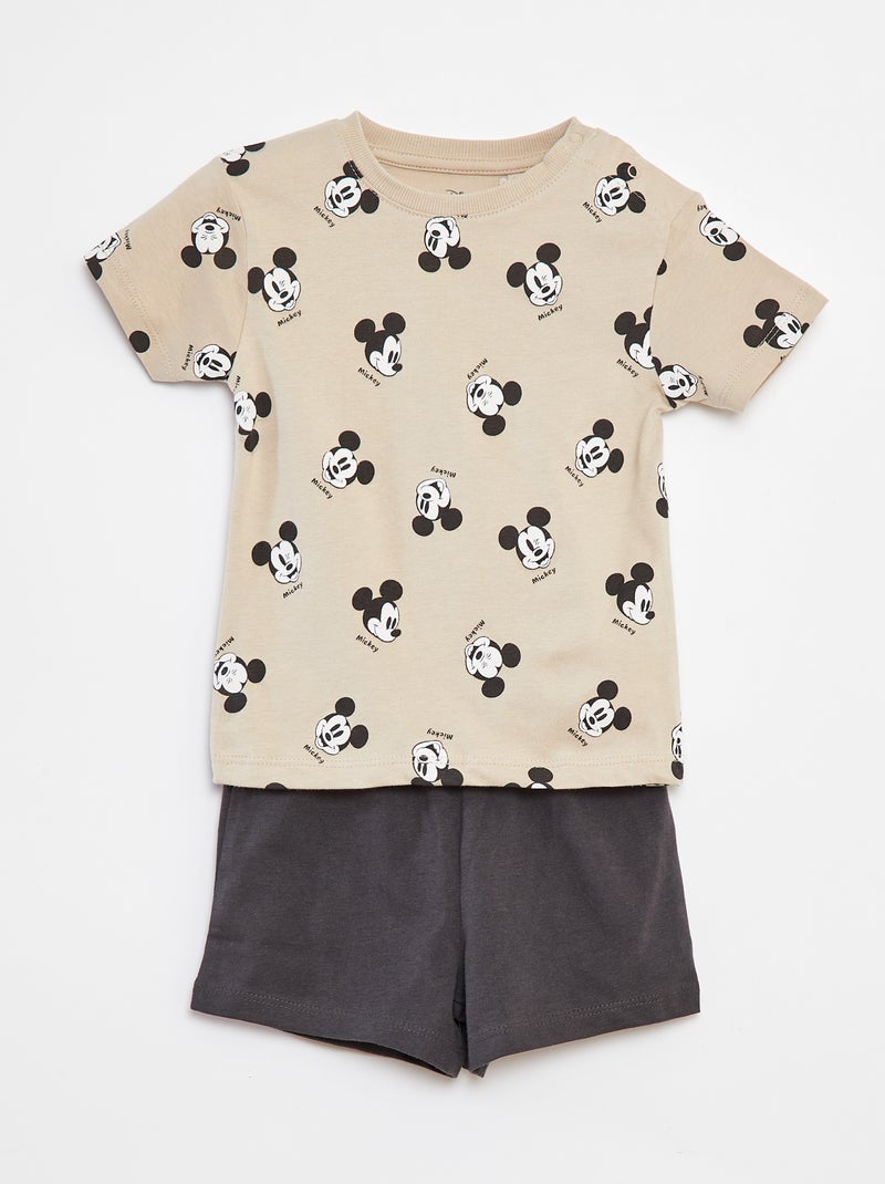 Korte pyjama met Mickey-print - 2-delig BIEGE - Kiabi