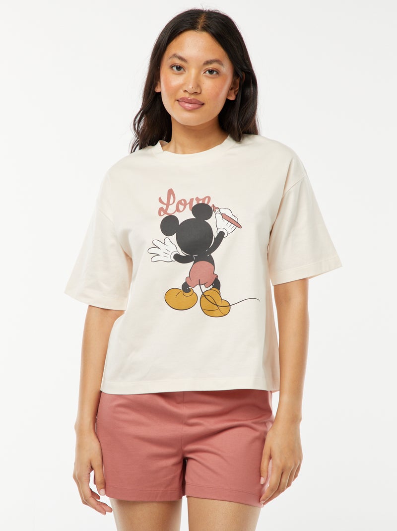 Korte pyjama met 'Mickey'-print - 2-delig Rose - Kiabi
