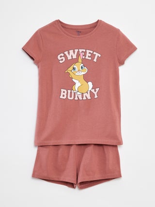 Korte pyjama met Miss Bunny-print - 2-delig