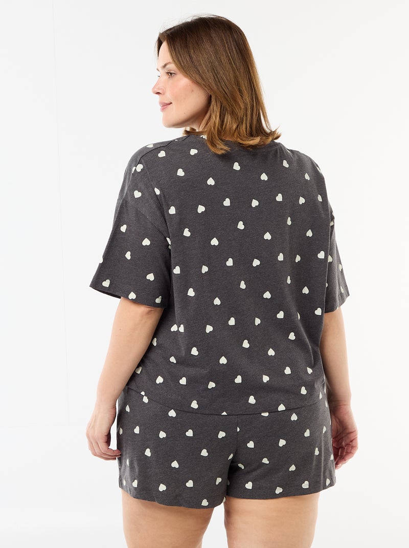 Korte pyjama met motieven - 2-delig Grijs - Kiabi