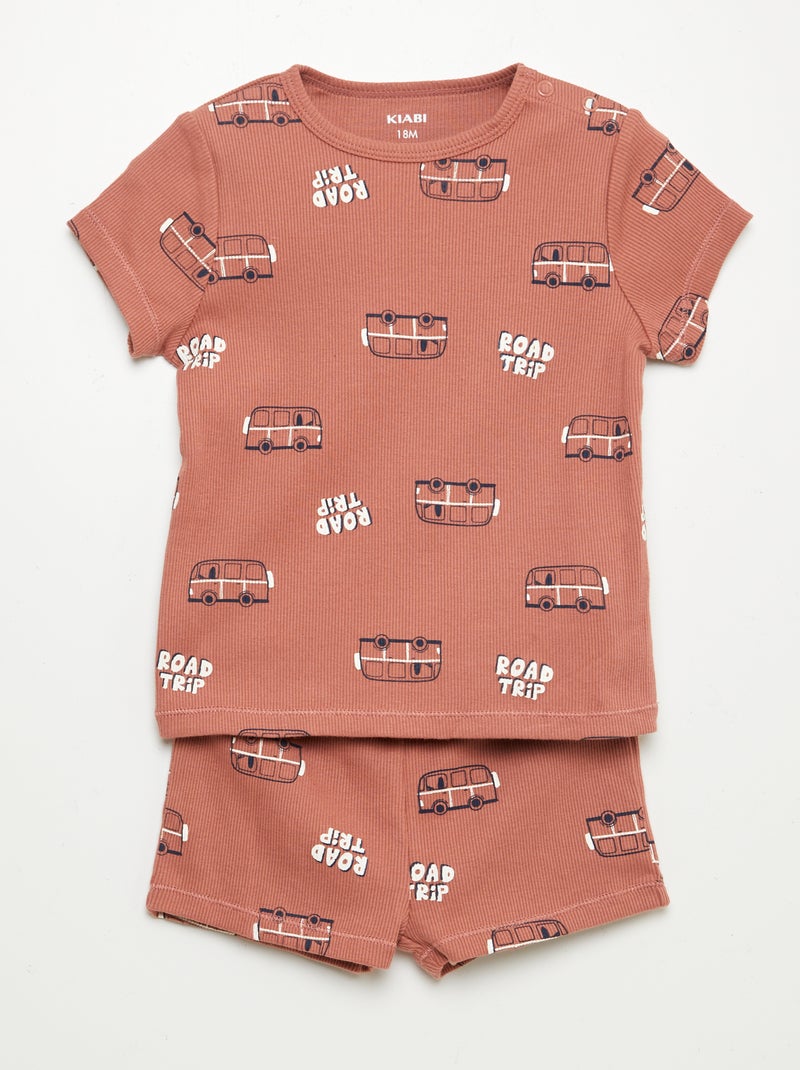 Korte pyjama met print - 2-delig ROOD - Kiabi