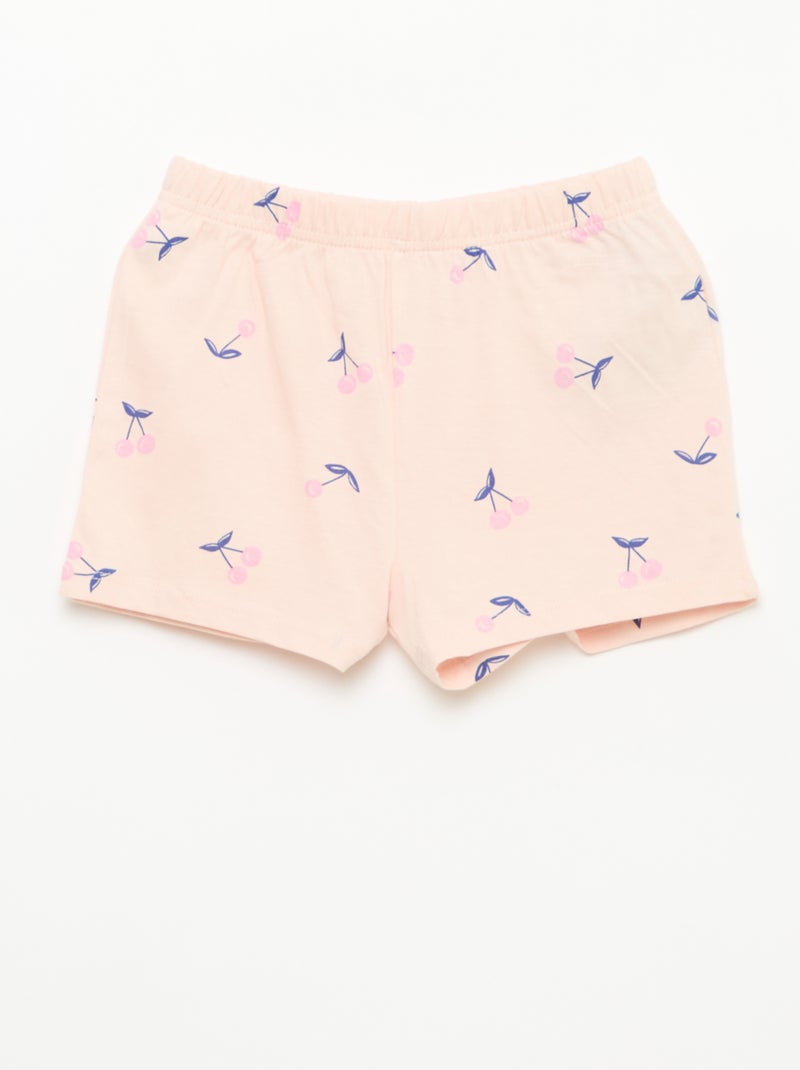 Korte pyjama met print - 2-delig Rose - Kiabi