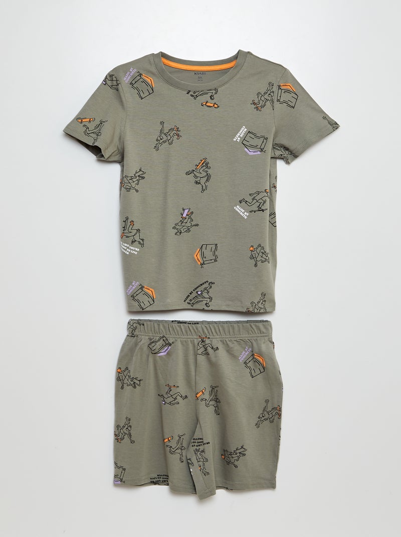 Korte pyjama met short + T-shirt - 2-delig KAKI - Kiabi