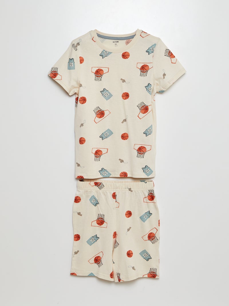 Korte pyjama met short + T-shirt - 2-delig WIT - Kiabi