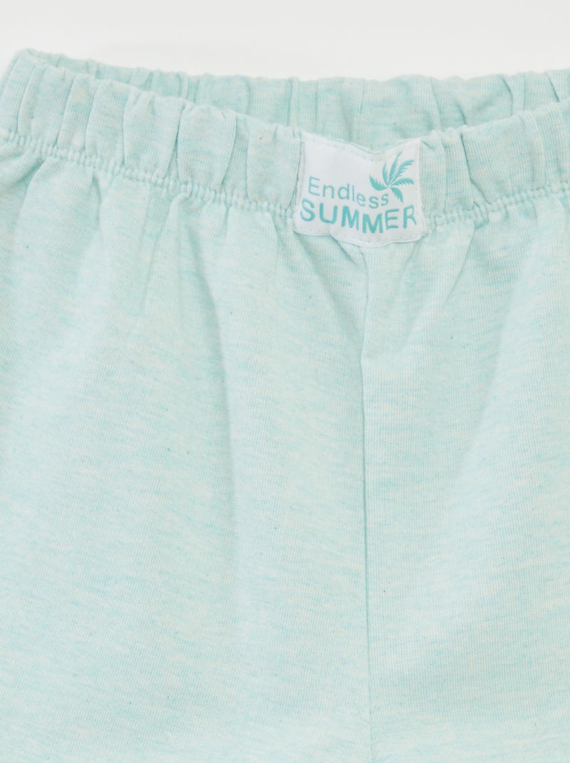 Korte pyjama met T-shirt + short - 2-delig GROEN - Kiabi