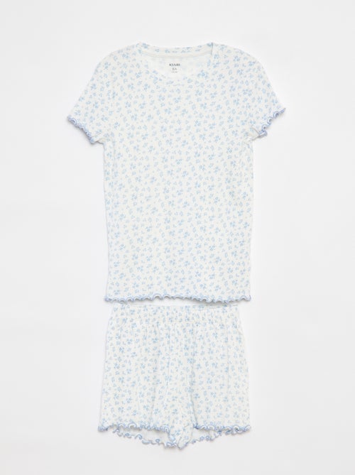 Korte pyjama met T-shirt + short van ribstof - 2-delig - Kiabi