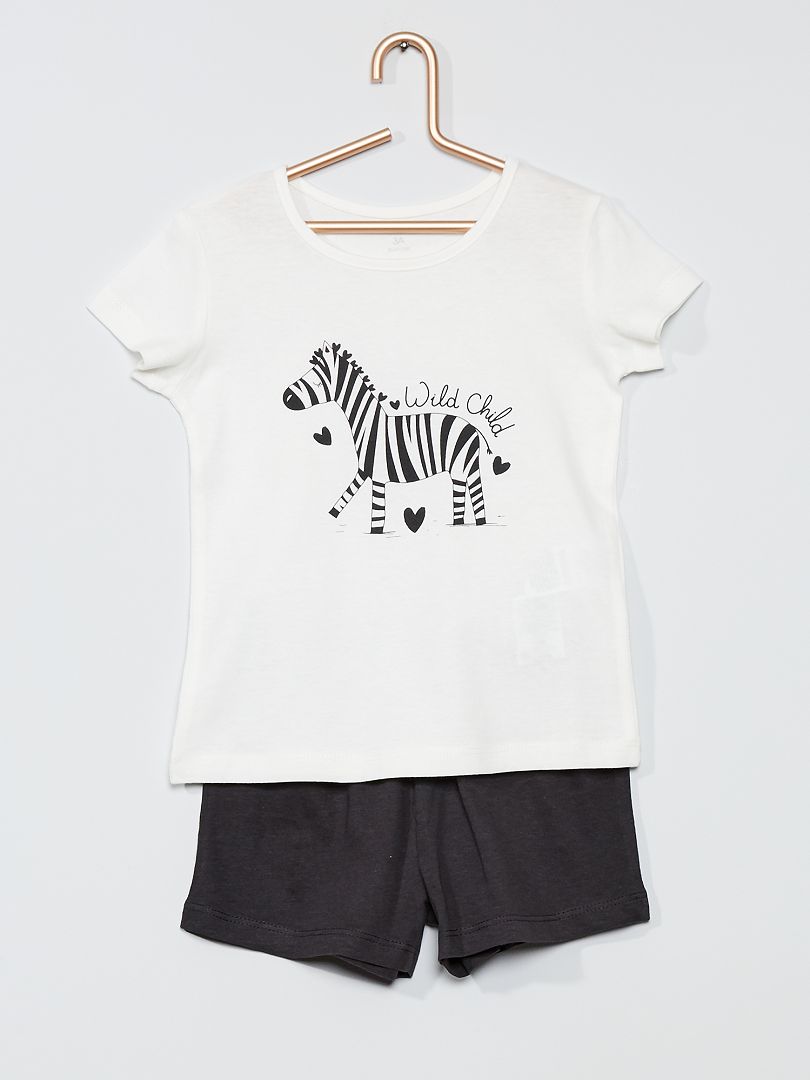 Korte pyjama met 'zebra' WIT - Kiabi