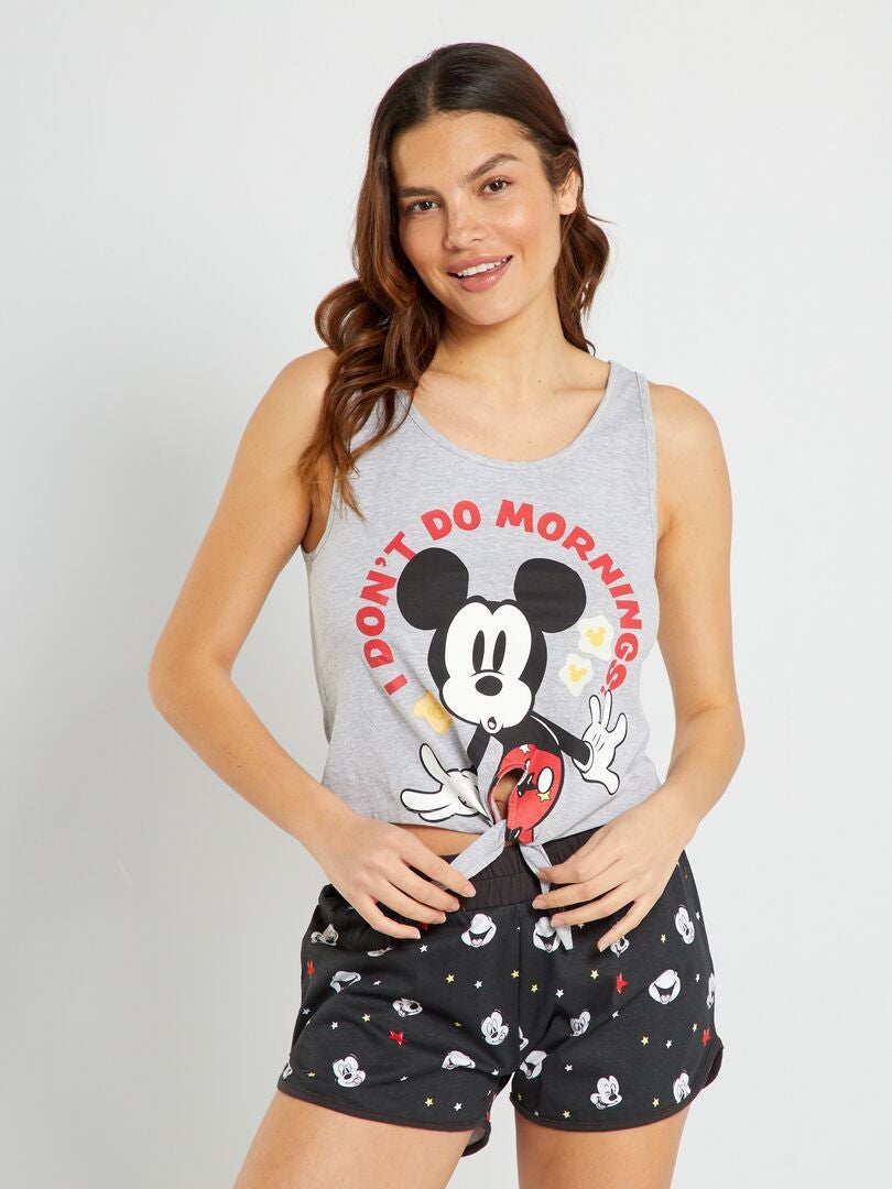 Korte pyjama 'Mickey' - 2-delig grijs / zwart - Kiabi