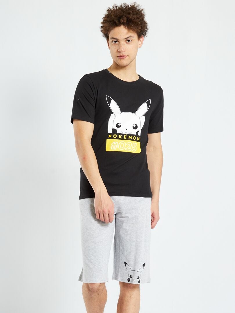 Korte pyjama 'Pokémon' - 2-delig zwart / grijs - Kiabi