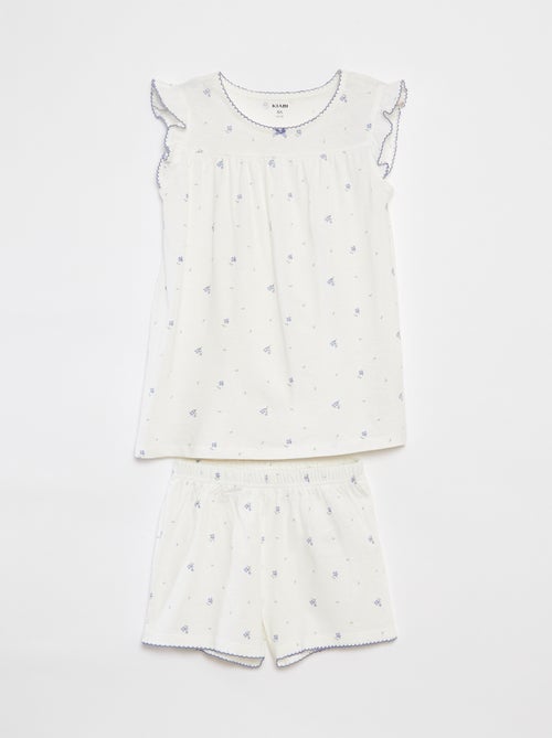 Korte pyjama: T-shirt met ruche + short - 2-delig - Kiabi