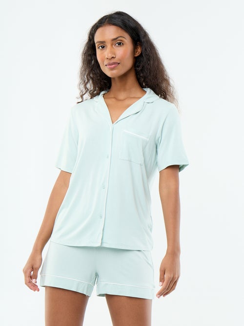 Korte pyjama van gemêleerde viscose - 2-delig - Kiabi