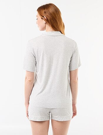 Korte pyjama van gemêleerde viscose - 2-delig
