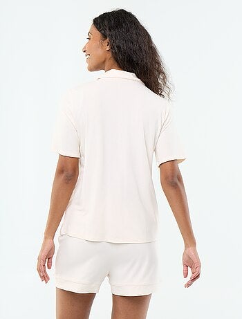 Korte pyjama van gemêleerde viscose - 2-delig