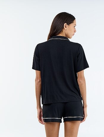 Korte pyjama van gemêleerde viscose - 2-delig