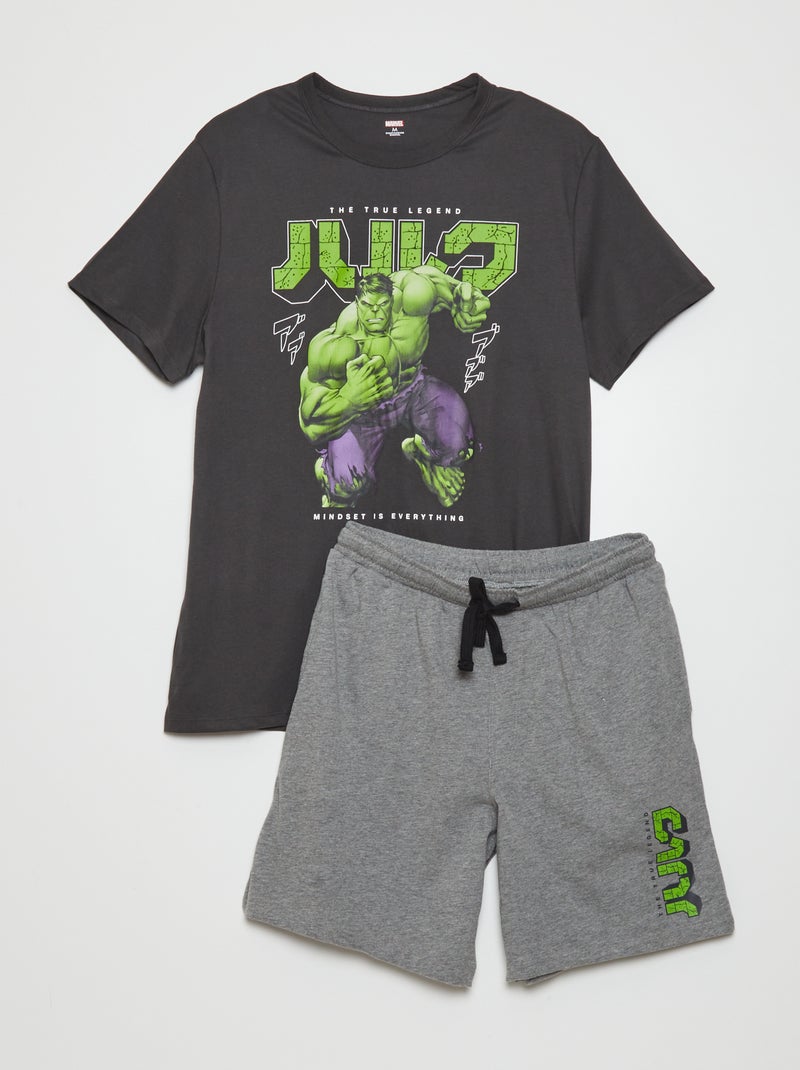 Korte pyjama van jersey - 2-delig GRIJS - Kiabi