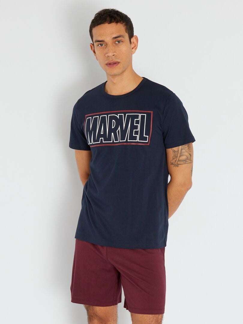 Korte pyjama van jerseystof 'Marvel' - 2-delig BLAUW - Kiabi
