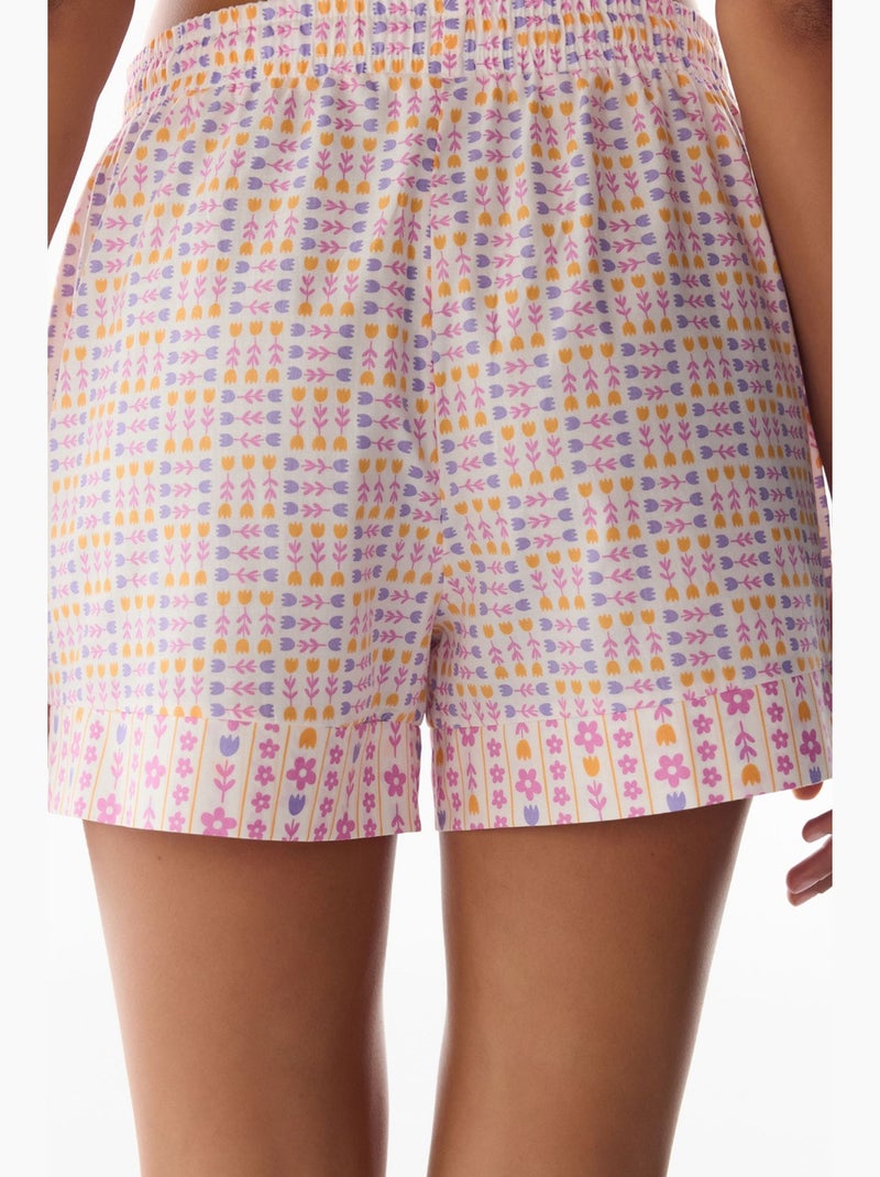 Korte pyjamabroek met bloemenprint penti Wit - Kiabi