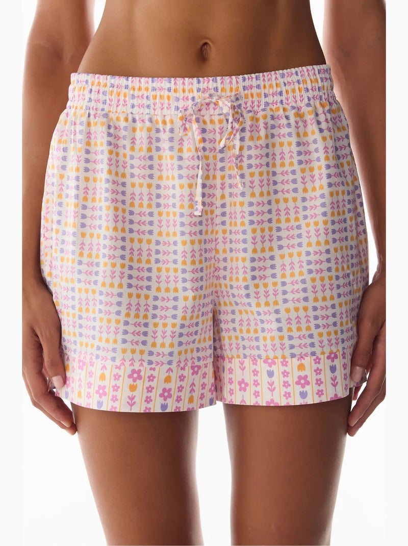 Korte pyjamabroek met bloemenprint penti Wit - Kiabi