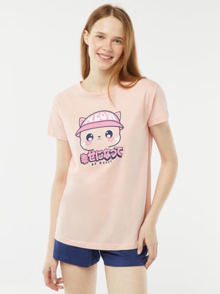 Korte pyjamaset - T-shirt met print + short - 2-delig