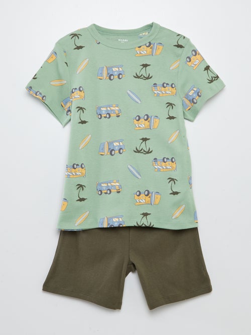 Korte pyjamaset- T-shirt + short met print - 2-delig - Kiabi