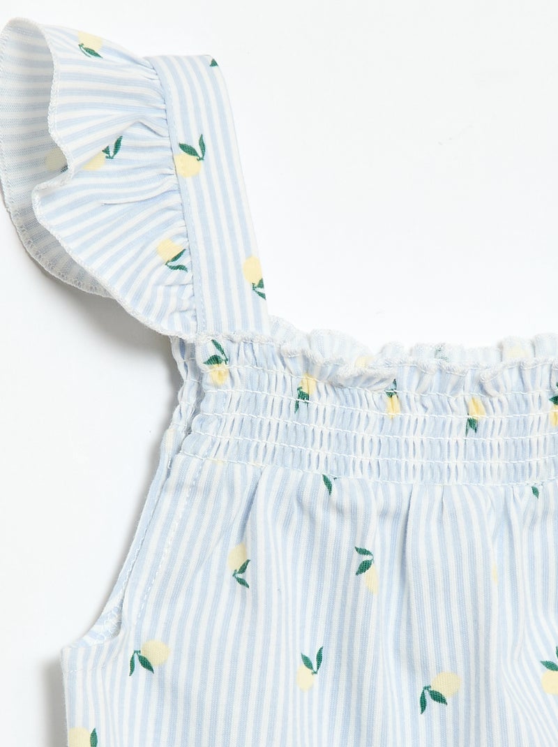 Korte pyjamaset met volanttop + short - 2-delig Blauw - Kiabi