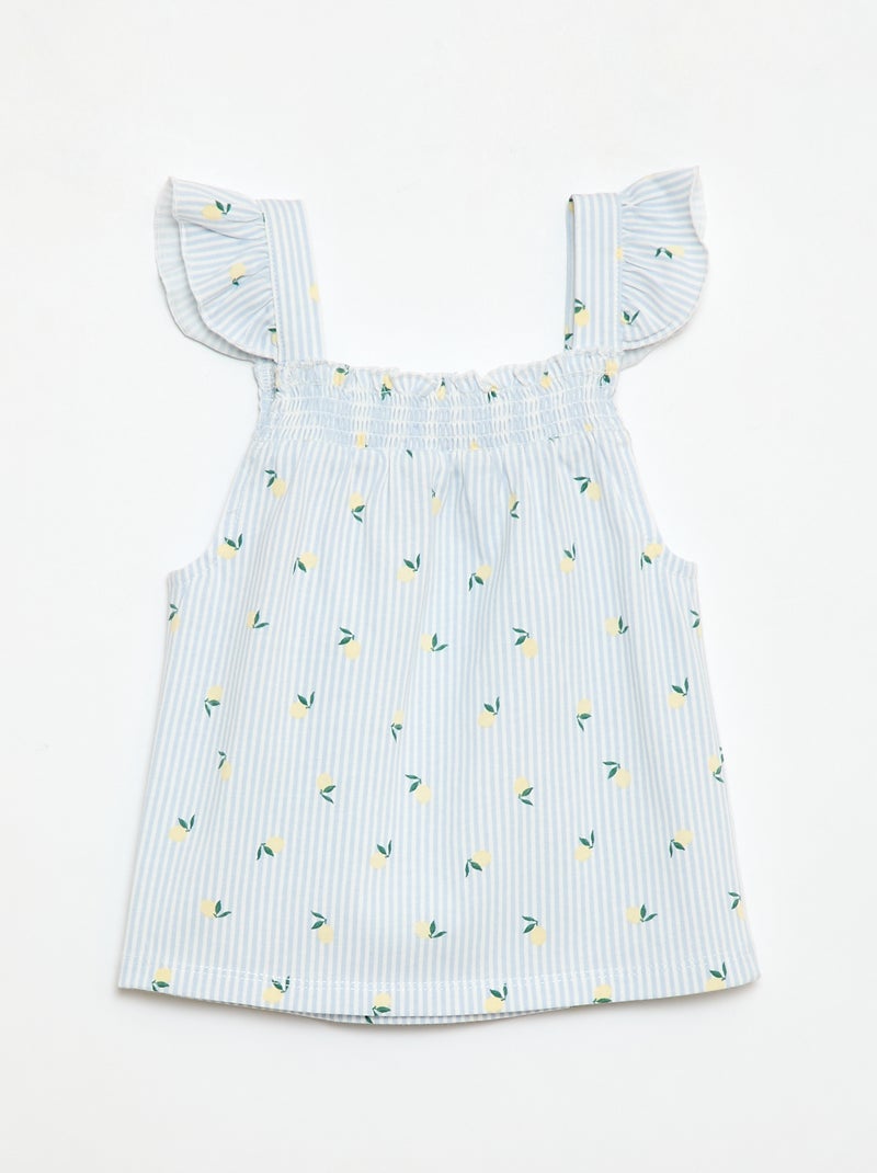 Korte pyjamaset met volanttop + short - 2-delig Blauw - Kiabi