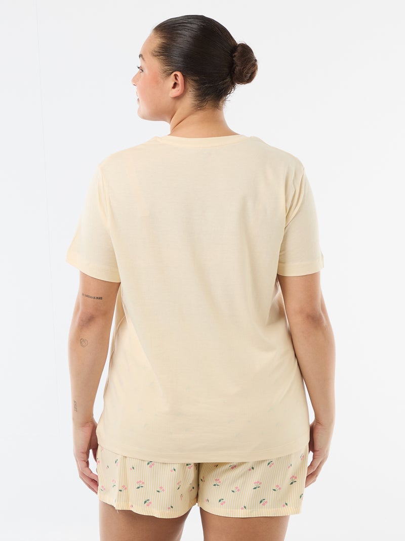 Korte pyjamaset T-shirt + short - 2-delig Geel - Kiabi