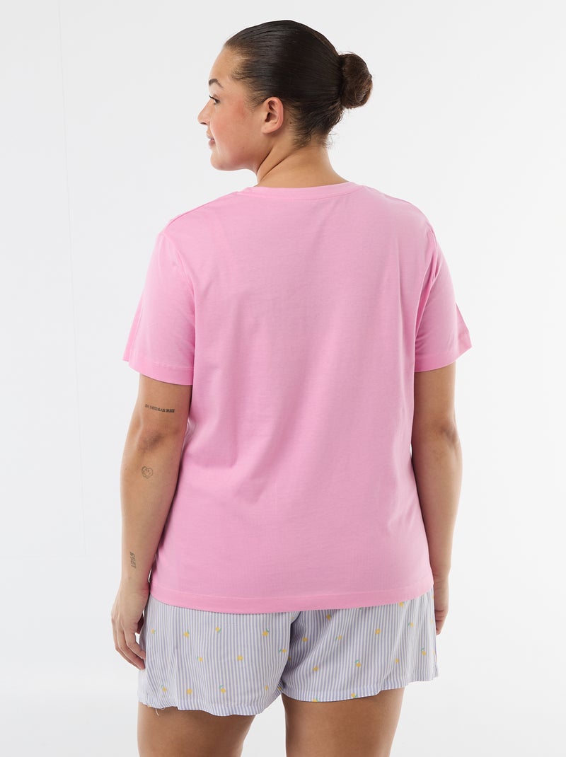 Korte pyjamaset T-shirt + short - 2-delig Paars - Kiabi