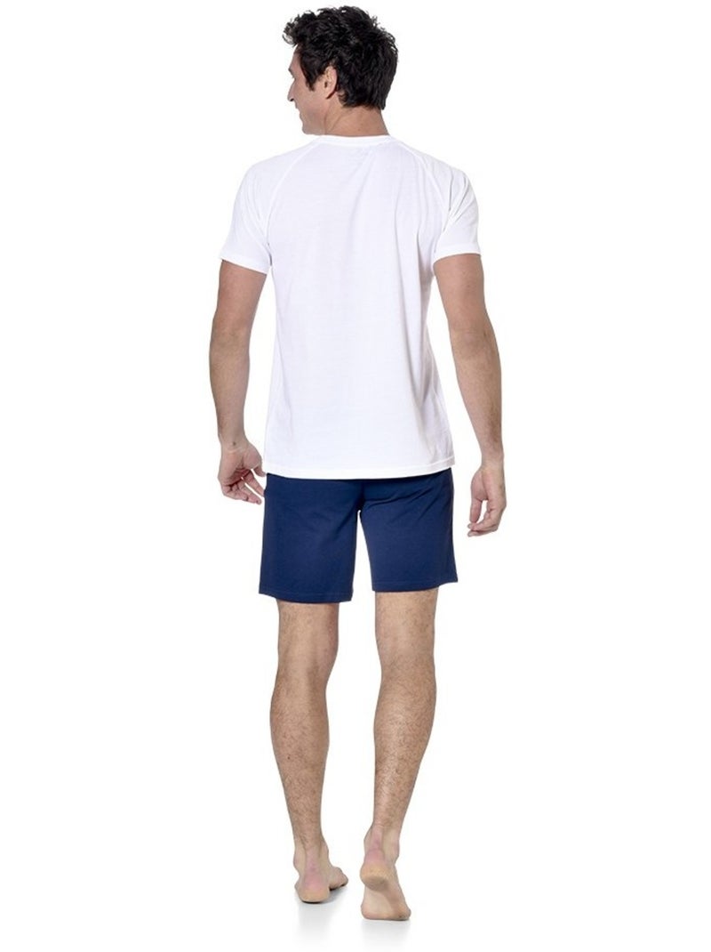 Korte pyjamaset voor heren met v-hals t-shirt dom Blauw - Kiabi