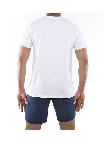 Korte pyjamaset voor heren, tweekleurig t-shirt met ronde hals.