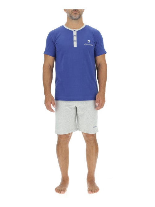 Korte pyjamaset voor heren van effen katoen met button-down kraag en logo op de borst. - Kiabi Korte pyjamaset voor heren van effen katoen met button-down kraag en logo op de borst. - Kiabi