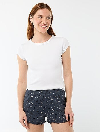 Korte pyjamashort met all-over bloemenprint van katoen