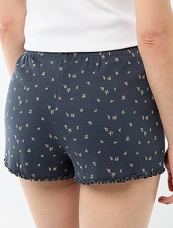 Korte pyjamashort met all-over bloemenprint van katoen