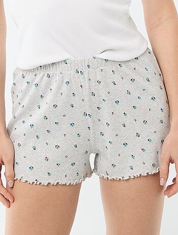 Korte pyjamashort met all-over bloemenprint van katoen