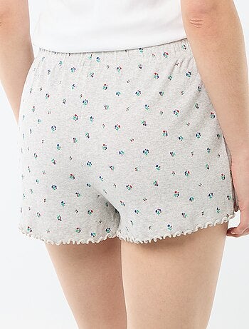 Korte pyjamashort met all-over bloemenprint van katoen
