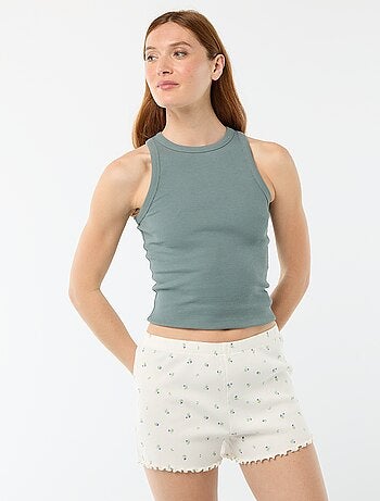 Korte pyjamashort met all-over bloemenprint van katoen