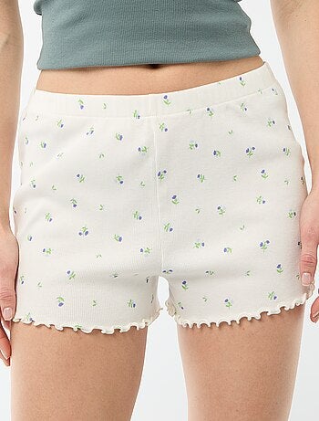 Korte pyjamashort met all-over bloemenprint van katoen