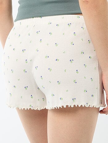 Korte pyjamashort met all-over bloemenprint van katoen