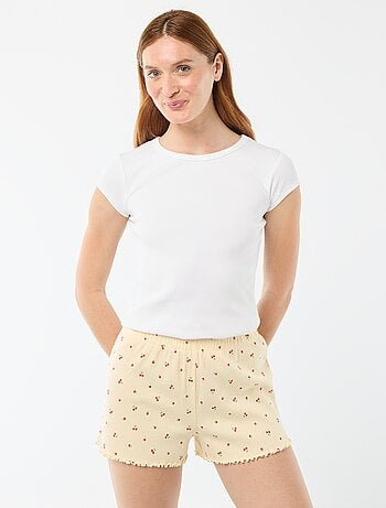Korte pyjamashort met all-over bloemenprint van katoen