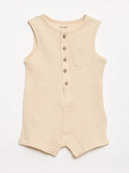 Korte ribgebreide romper - Kiabi