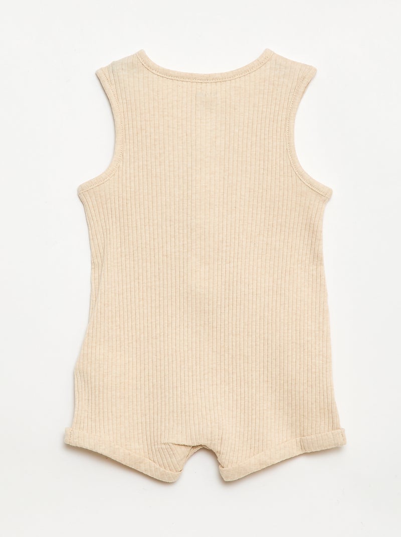 Korte ribgebreide romper Biege - Kiabi