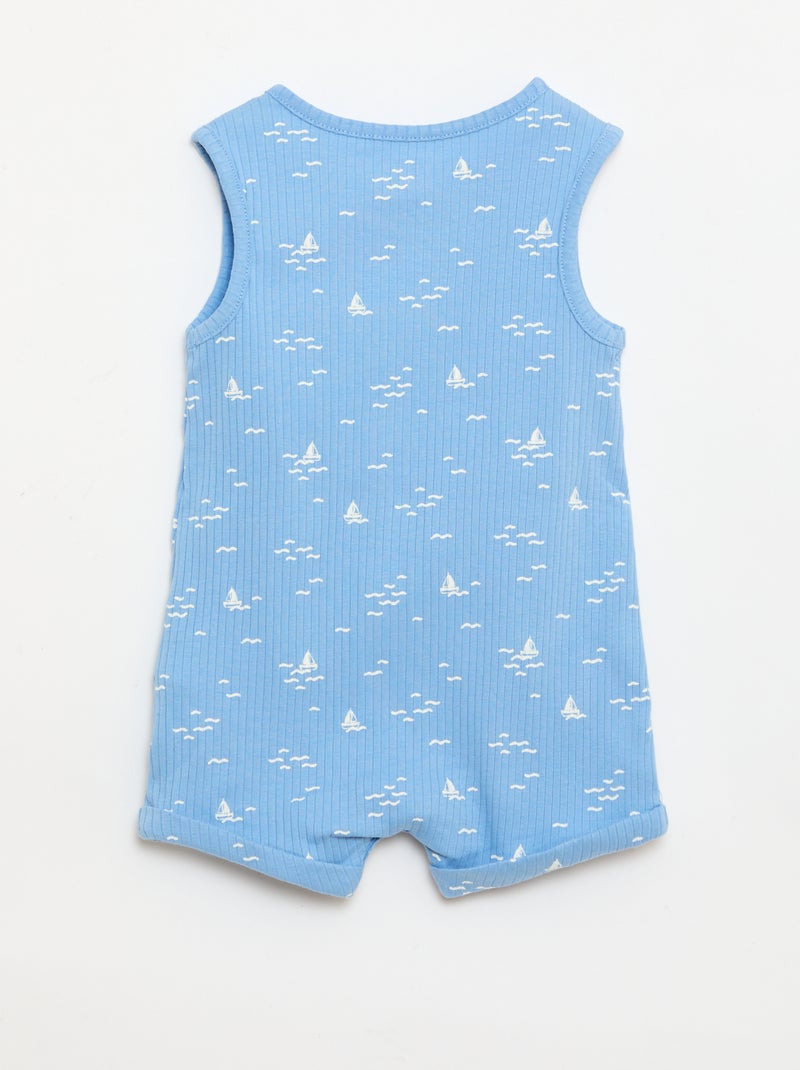 Korte ribgebreide romper Blauw - Kiabi